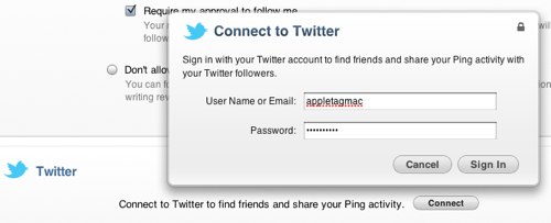 Ping Connect to Twitter