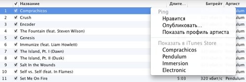 Кнопка iTunes Ping