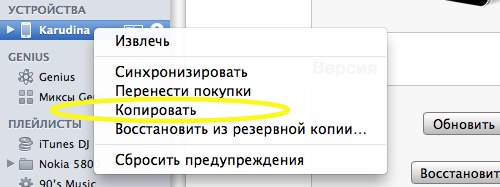 Резервное копирование iPod touch в iTunes Резервное копирование iPod Touch