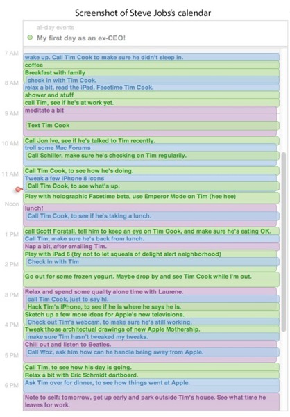 Jobs calendar Tim Cook
