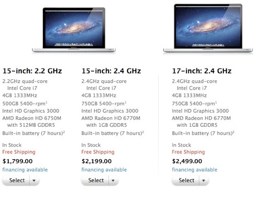 MBP late 2011 15 17