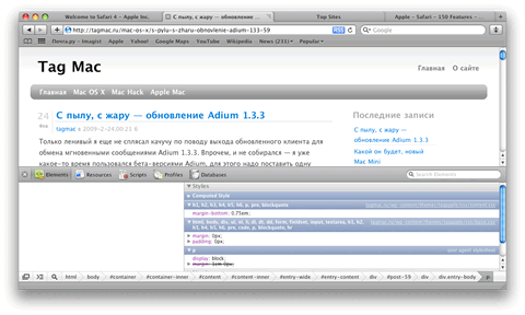 safari 4 developer tools